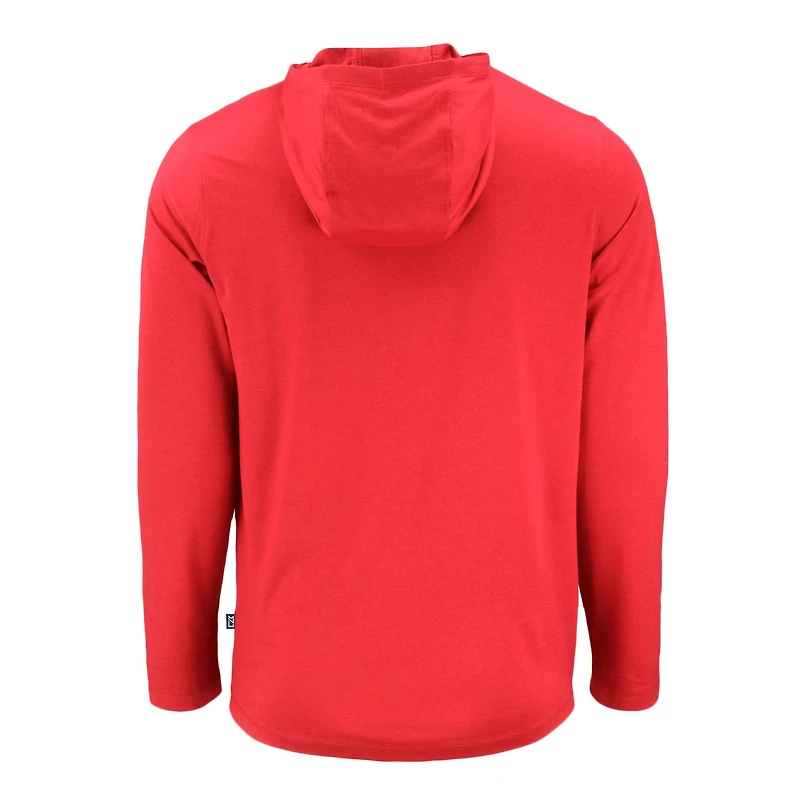 Men's Cutter & Buck Red NC State Wolfpack Coastline Epic Comfort Eco Recycled Long Sleeve Hoodie T-Shirt