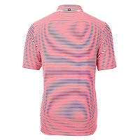 Polo Cutter & Buck Red NC State Wolfpack Virtue Eco Pique Stripe en tissu recyclé pour homme