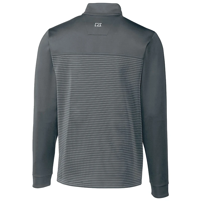 Men's Cutter & Buck Steel NC State Wolfpack Traverse Stripe Quarter-Zip Pullover Top