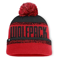 Bonnet en tricot à revers rouge/noir avec pompon pour homme Fanatics NC State Wolfpack Thrive