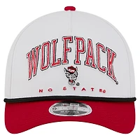 Men's New Era White/Red NC State Wolfpack Arch Two-Tone Rope 9FORTY A-Frame M-Crown Adjustable Hat