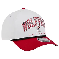 Men's New Era White/Red NC State Wolfpack Arch Two-Tone Rope 9FORTY A-Frame M-Crown Adjustable Hat