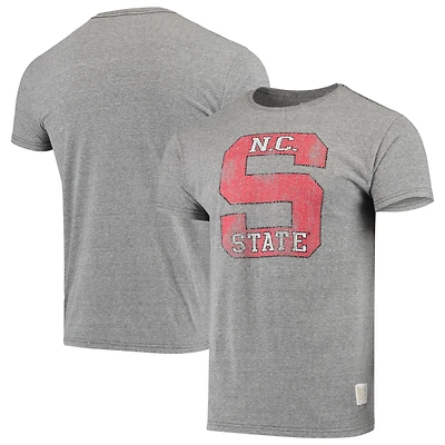 T-shirt à trois mélanges avec logo vintage NC State Wolfpack pour homme Original Retro Brand gris chiné
