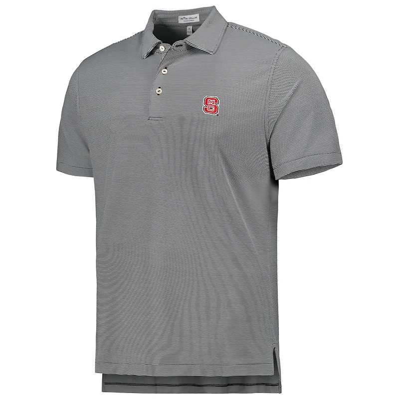 Men's Peter Millar Black NC State Wolfpack Jubilee Striped Performance Jersey Polo