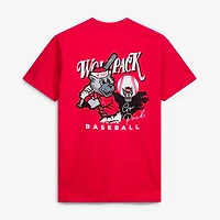 Men's  Red NC State Wolfpack Drawn Mascot Baseball T-Shirt