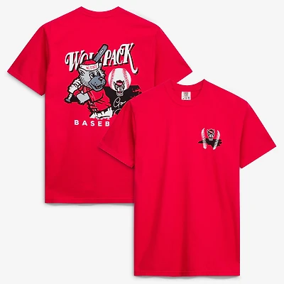 Men's  Red NC State Wolfpack Drawn Mascot Baseball T-Shirt