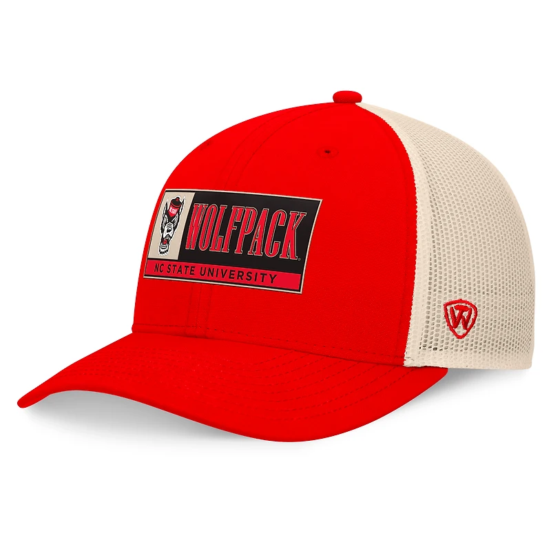 Casquette ajustable pour homme Top of the World NC State Wolfpack Bennett Trucker rouge/naturel