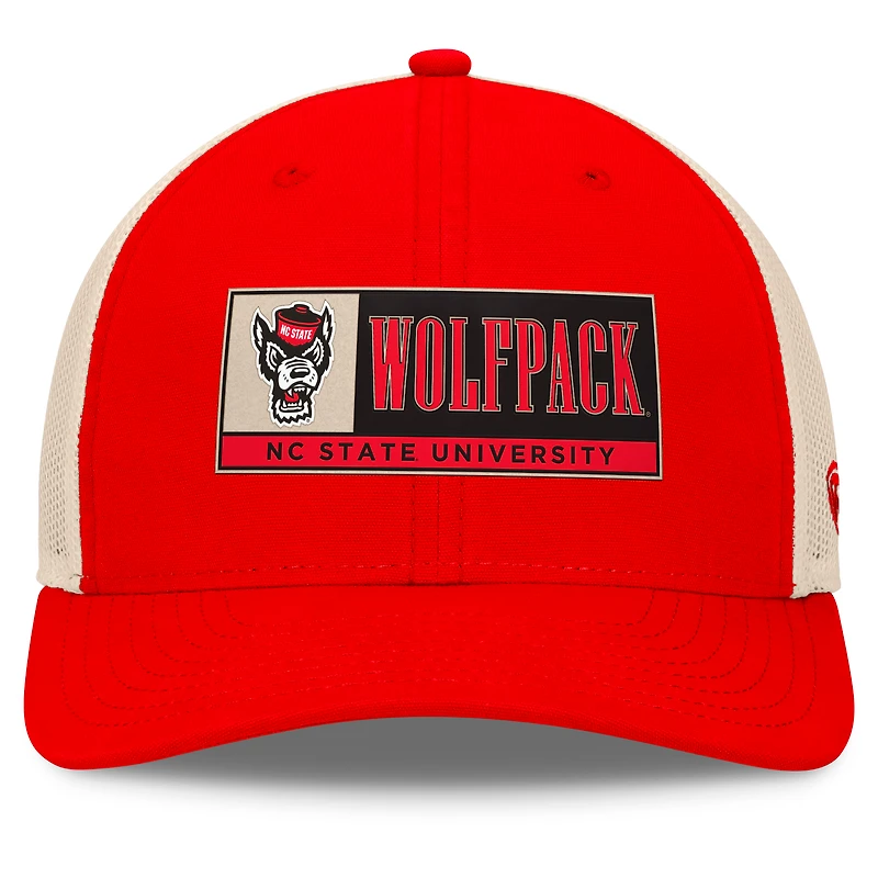 Men's Top of the World Red/Natural NC State Wolfpack Bennett Trucker Adjustable Hat