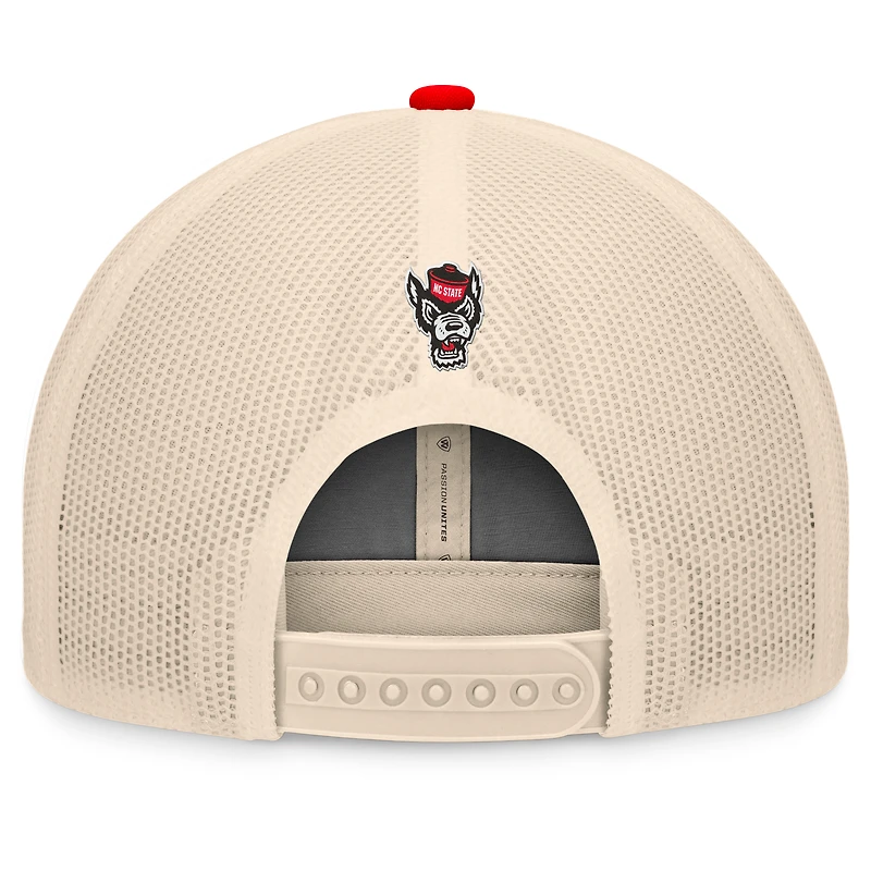Men's Top of the World Red/Natural NC State Wolfpack Bennett Trucker Adjustable Hat