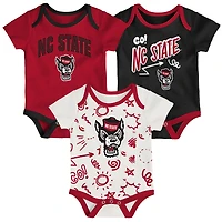 Ensemble de body trois pièces pour nouveau-né et nourrisson Outerstuff NC State Wolfpack All Day Play