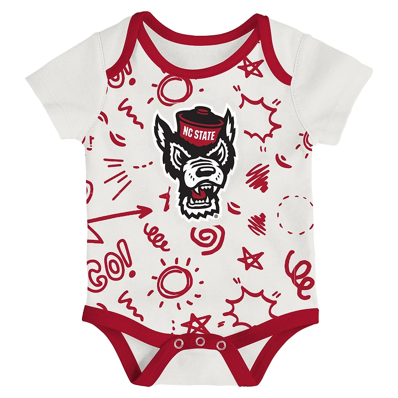 Newborn & Infant Outerstuff NC State Wolfpack Three-Pack All Day Play Bodysuit Set