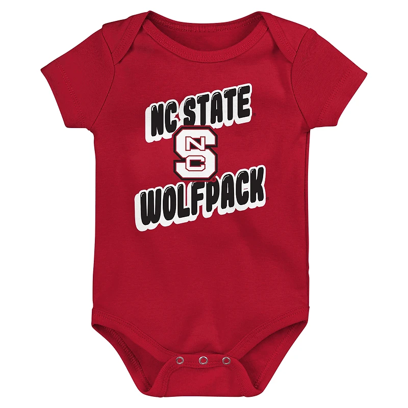 Ensemble de 3 bodies pour nouveau-né rouge NC State Wolfpack Sunday Comics