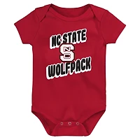 Ensemble de 3 bodies pour nouveau-né rouge NC State Wolfpack Sunday Comics