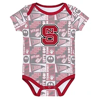 Ensemble de 3 bodies pour nouveau-né rouge NC State Wolfpack Sunday Comics