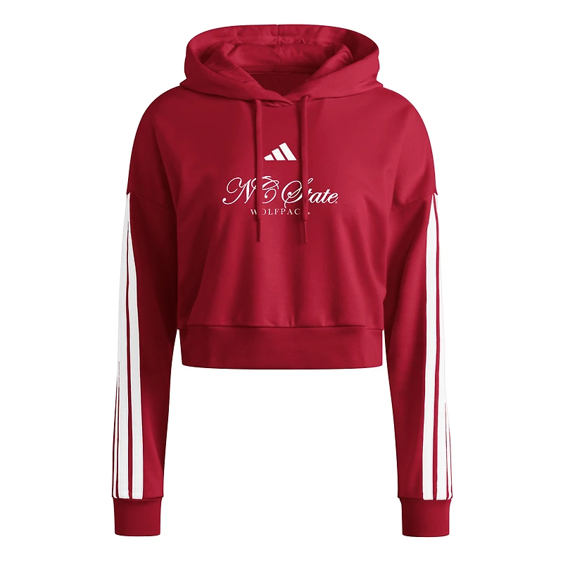 Women's adidas Red NC State Wolfpack Campus Queen Cropped Pullover Hoodie