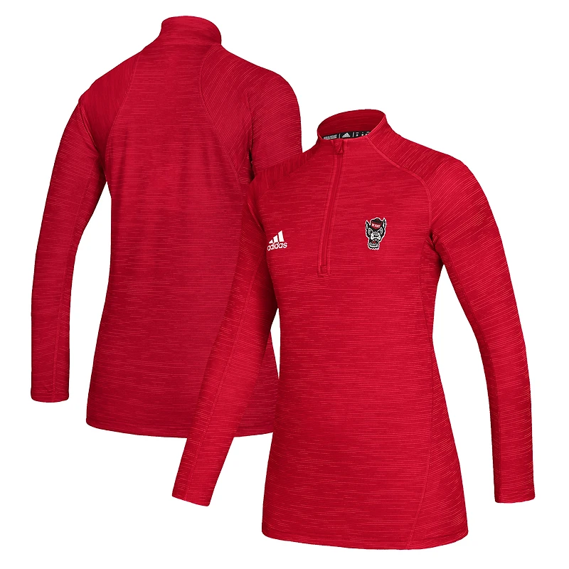 Pull-over adidas rouge NC State Wolfpack Game Mode Performance à quart de zip pour femme
