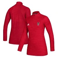 Pull-over adidas rouge NC State Wolfpack Game Mode Performance à quart de zip pour femme