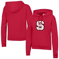Sweat à capuche en polaire Powerblend rouge Champion pour femme, logo NC State Wolfpack.