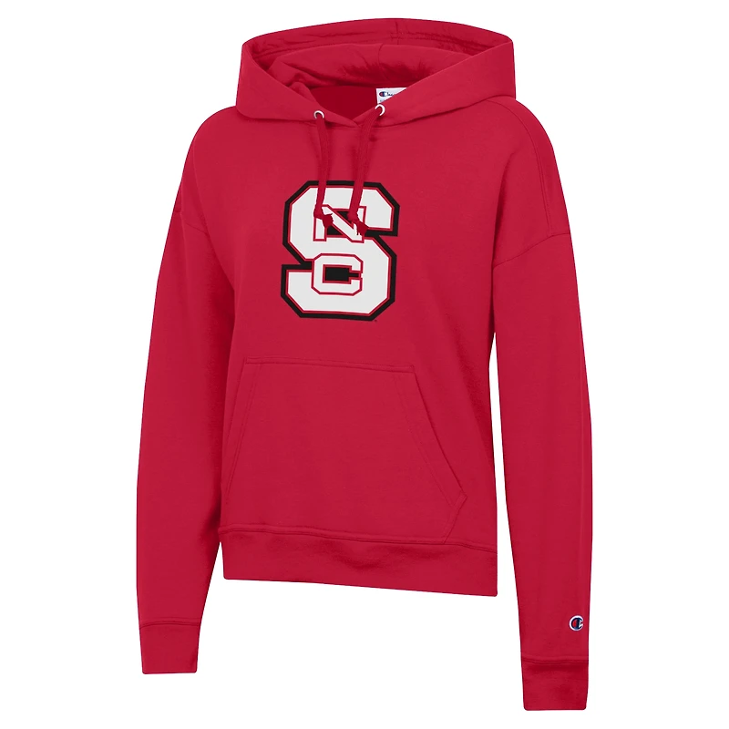 Women's Champion Red NC State Wolfpack Logo Powerblend Fleece Hoodie