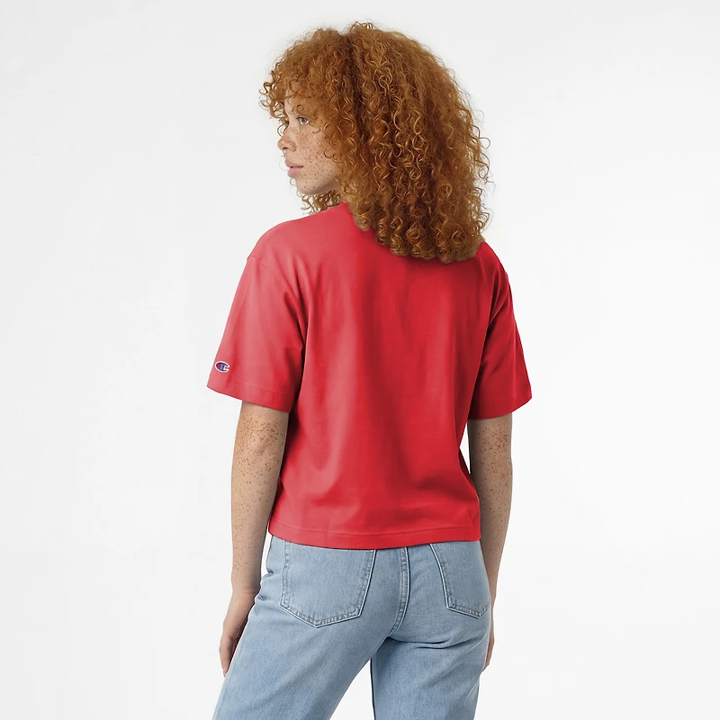 Women's Champion Red NC State Wolfpack Waist Length Wordmark T-Shirt