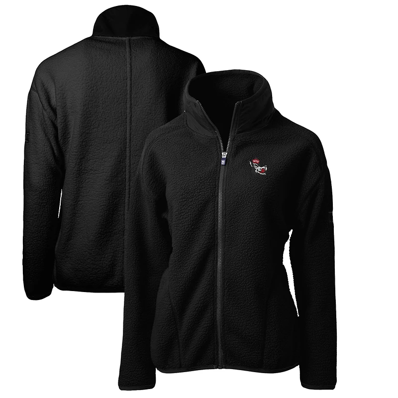Women's Cutter & Buck Black NC State Wolfpack Cascade Eco Sherpa Full-Zip Fleece Jacket