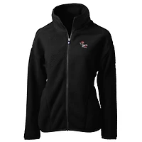 Veste polaire zippée intégrale Cutter & Buck noire NC State Wolfpack Cascade Eco Sherpa pour femme