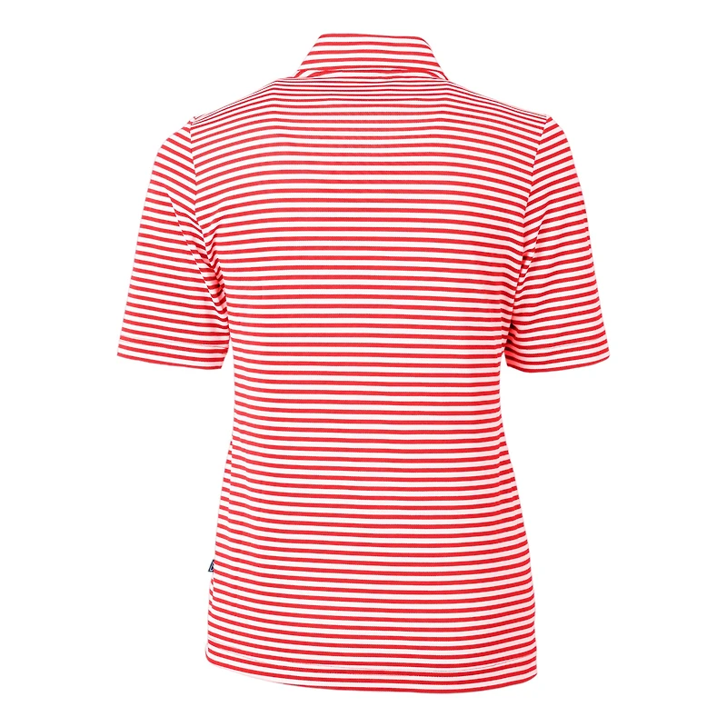 Women's Cutter & Buck Red NC State Wolfpack DryTec Virtue Eco Pique Stripe Recycled Polo
