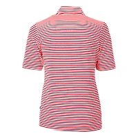 Women's Cutter & Buck  Red NC State Wolfpack DryTec Virtue Eco Pique Stripe Recycled Polo