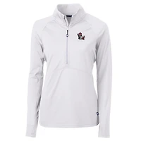 Women's Cutter & Buck White NC State Wolfpack Adapt Eco Knit Stretch Recycled Half-Zip Pullover Top