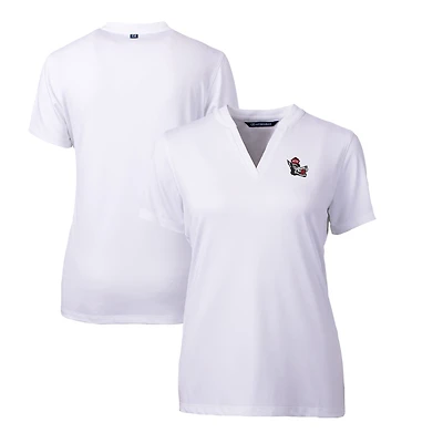 Women's Cutter & Buck White NC State Wolfpack Forge Stretch Blade V-Neck Top
