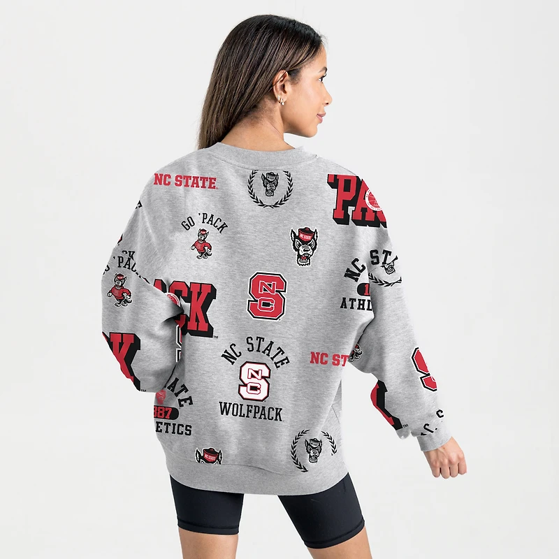Women's Gameday Couture Gray NC State Wolfpack Always on Repeat Fleece Sweatshirt