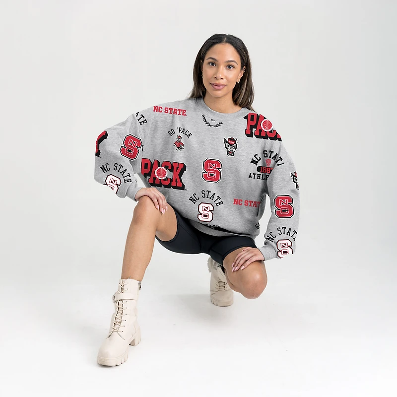 Women's Gameday Couture Gray NC State Wolfpack Always on Repeat Fleece Sweatshirt