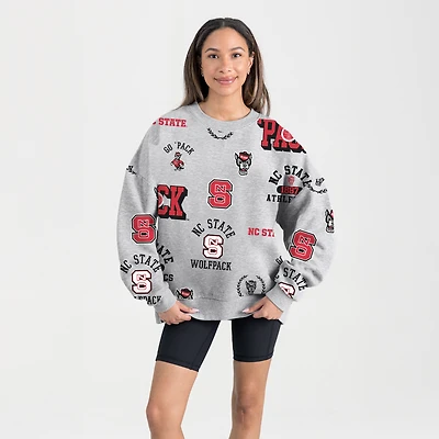 Women's Gameday Couture Gray NC State Wolfpack Always on Repeat Fleece Sweatshirt