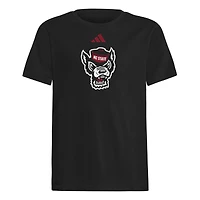 T-shirt adidas noir pour jeunes NC State Wolfpack 2023 Sideline Locker Room Logo Fresh