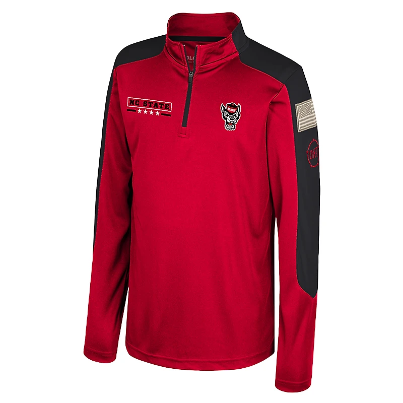 Youth Colosseum  Red NC State Wolfpack OHT Military Appreciation Cyclone Quarter-Zip Windshirt