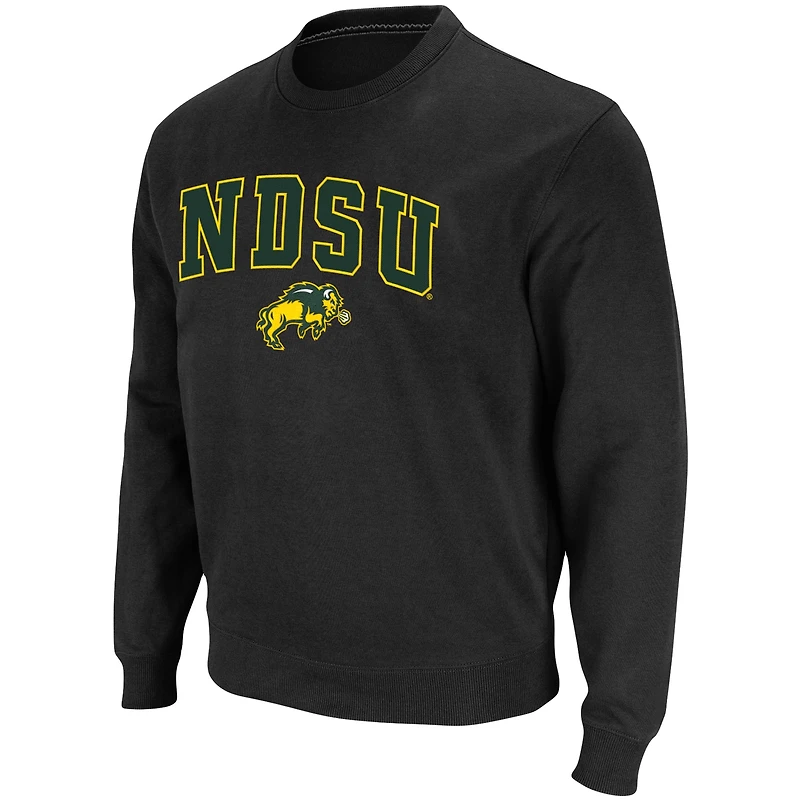 Men's Colosseum Black NDSU Bison Arch & Logo Tackle Twill Pullover Sweatshirt