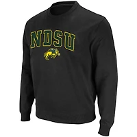 Men's Colosseum Black NDSU Bison Arch & Logo Tackle Twill Pullover Sweatshirt