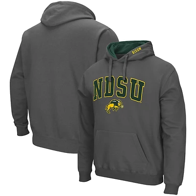 Men's Colosseum Charcoal NDSU Bison Arch & Logo 3.0 Pullover Hoodie