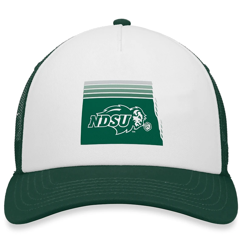 Men's Top of the World White/Green NDSU Bison Tone Down Trucker Snapback Hat