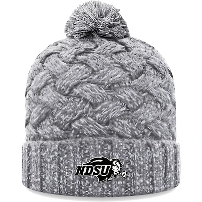 Bonnet en tricot à revers arctique NDSU Bison Arctic pour femme avec pompon Top of the World gris chiné
