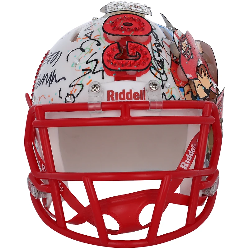 Casque Riddell Speed ​​Mini autographié par Eric Crouch des Nebraska Huskers avec inscription « 2001 Heisman » - Illustration de Charles Fazzino - XP14013019