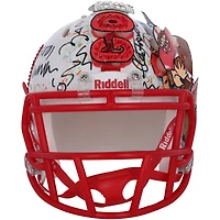 Casque Riddell Speed ​​Mini autographié par Eric Crouch des Nebraska Huskers avec inscription « 2001 Heisman » - Illustration de Charles Fazzino - XP14013019