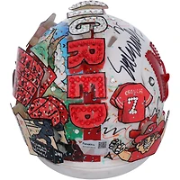Casque Riddell Speed ​​Mini autographié par Eric Crouch des Nebraska Huskers avec inscription « 2001 Heisman » - Illustration de Charles Fazzino - XP14013019