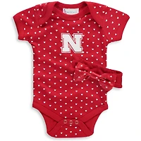 Ensemble body et bandeau Scarlet Nebraska Huskers Hearts pour nouveau-nés nourrissons