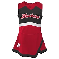 Girls Preschool Scarlet Nebraska Huskers Two-Piece Cheer Captain Jumper Dress & Bloomers Set