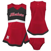 Ensemble deux pièces pour filles d'âge préscolaire Scarlet Nebraska Huskers Cheer Captain, robe pull et bloomer