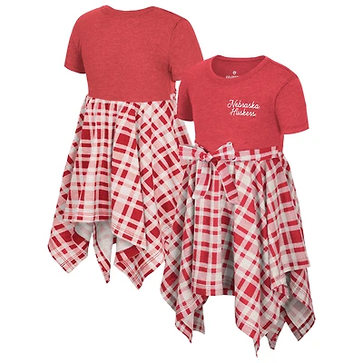 Robe à carreaux Marceline pour filles Colosseum Scarlet Nebraska Huskers