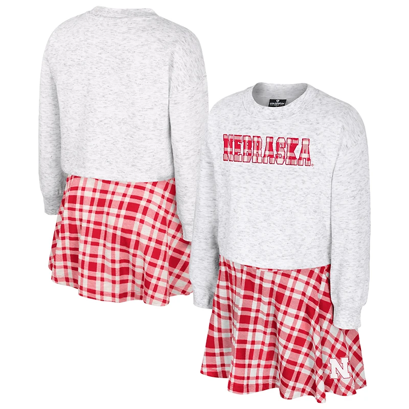 Ensemble jupe et haut à carreaux Marceline gris Nebraska Huskers pour filles du Colisée