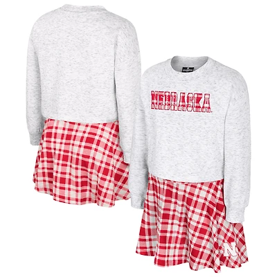 Ensemble jupe et haut à carreaux Marceline gris Nebraska Huskers pour filles du Colisée