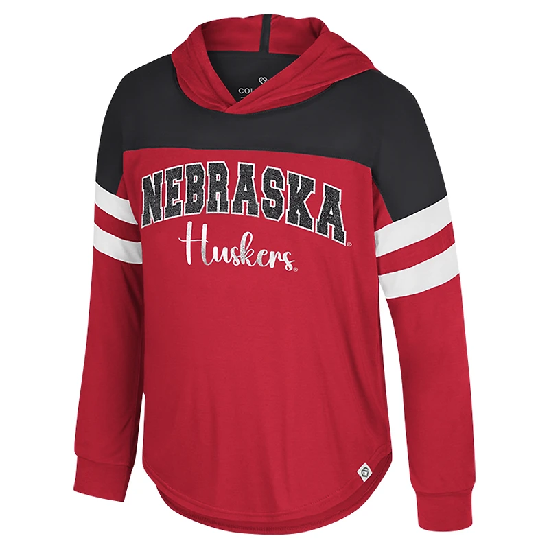 Girls Youth Colosseum Scarlet Nebraska Huskers Reflection Hoodie Long Sleeve T-Shirt